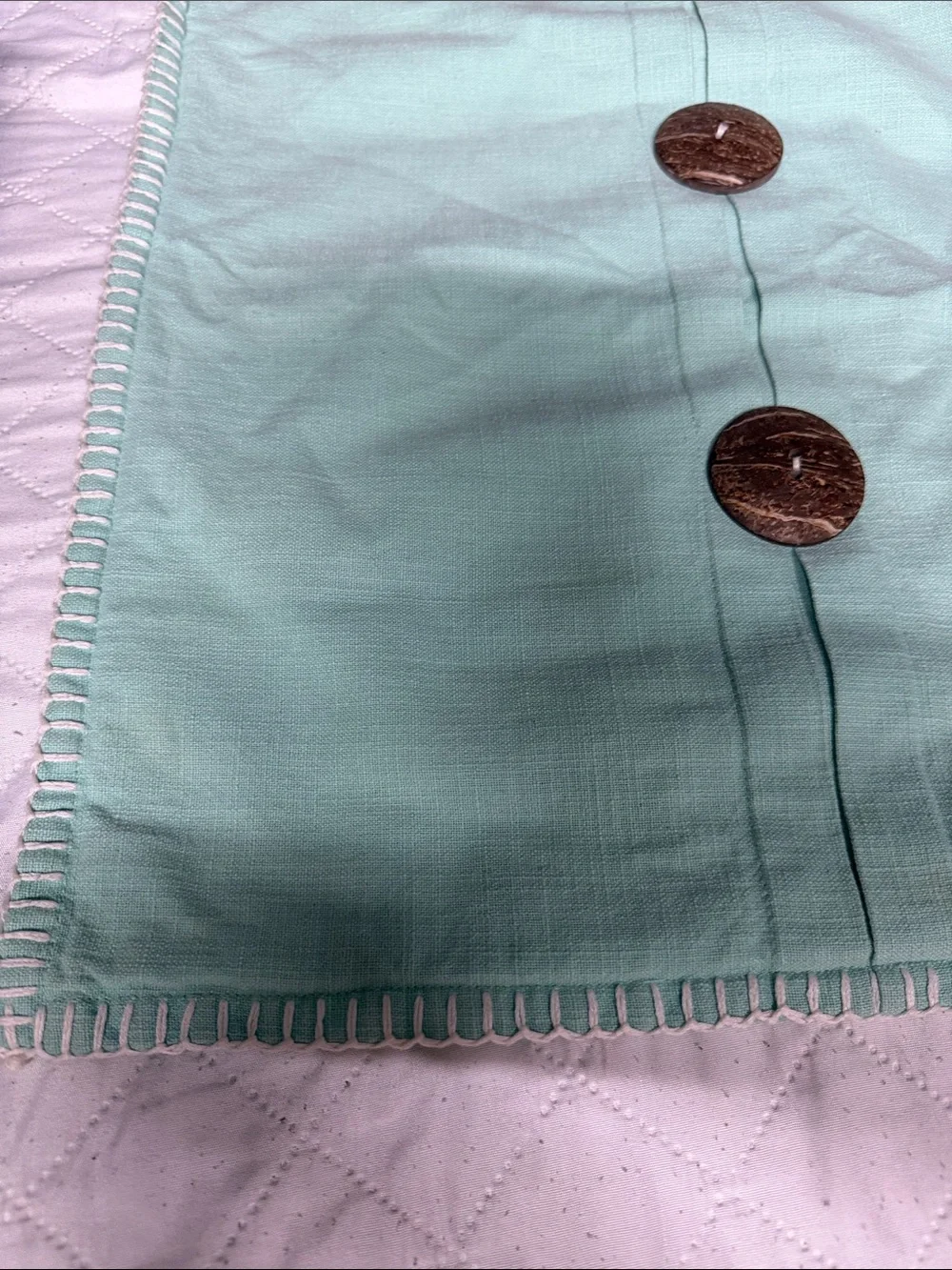 Pier 1 Mint Green Decorative Pillow Cover with Wood Button Accents